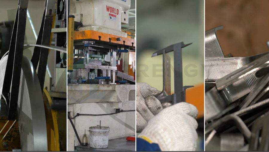 Production line of adjustable triangle mounting system
